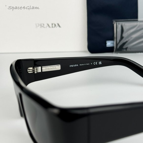 NEW Prada PR20WS 1AB5S0 Black Gray Rectangle Unisex Sunglasses - Picture 7 of 11